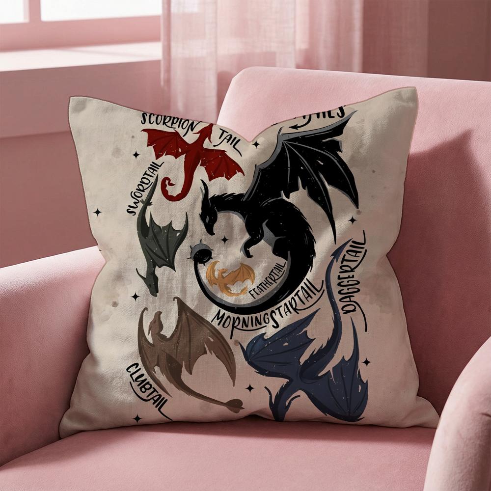 F-Fourth W-Wing Dragon Cushion Cover Multi-Scene Pillow Cover for Home & Car - Reversible, Soft & Durable for Daily Use