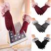 Luxurious Womens Fashion Winter Outdoor Sport Warm Fur Crystal Thick Finger Gloves Mittens