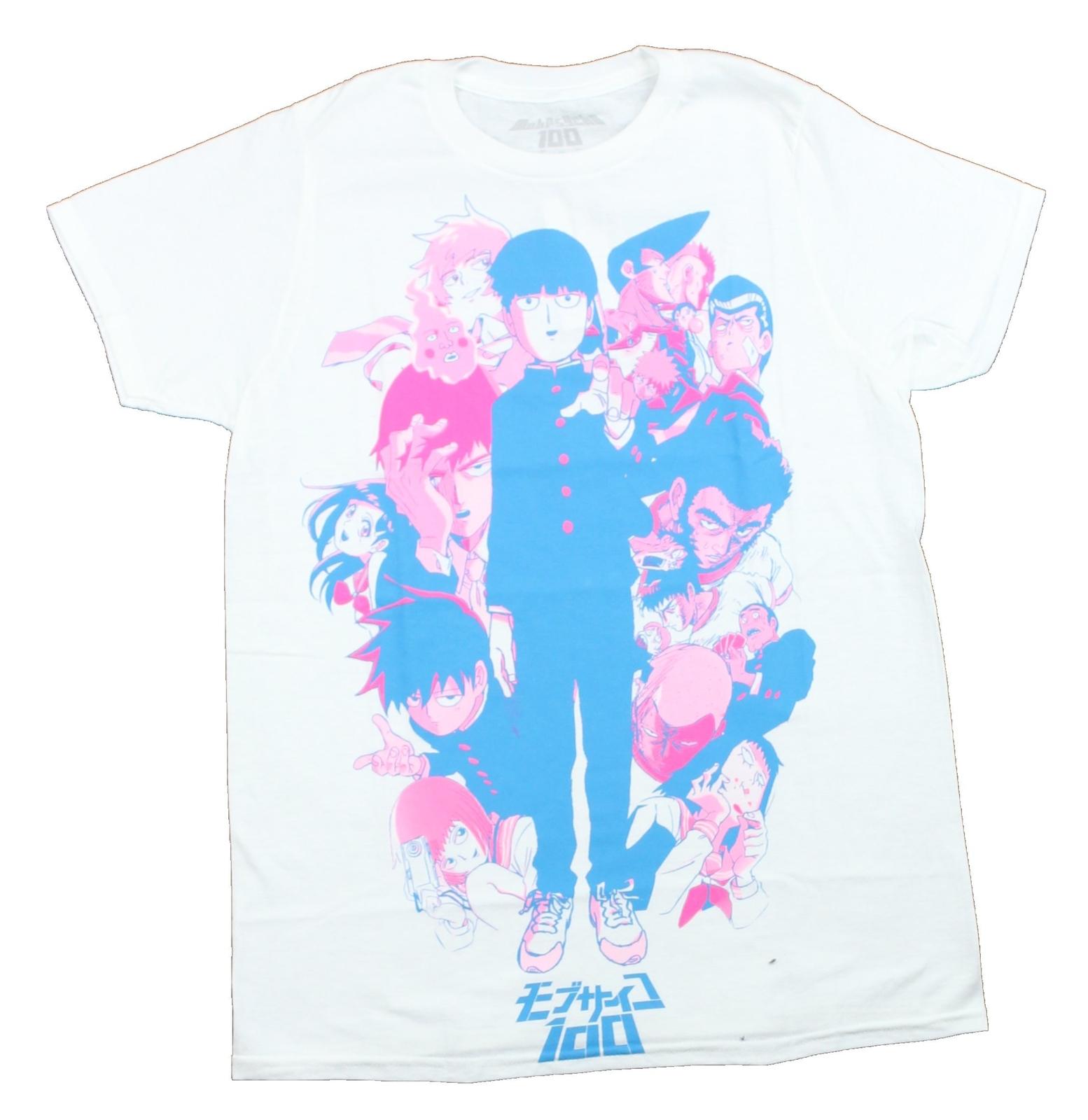 Mob Psycho 100 Adult New T-shirt Blue Tinted Mob Psycho Surrounded S