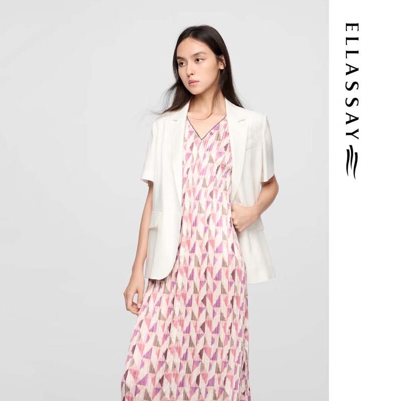 ELLASSAY Women's Comfortable One-Button Relaxed Fit Short Sleeve Blazer