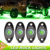 4Pods Green LED Rock Underbody Wheel Lights For Jeep Offroad Truck UTV ATV Boat