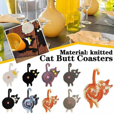 Funny Coaster High Temperature Resistant Easy To Clean Reused Various Styles Wear-resistant Heat Insulation Cloth Cat Butt Coast