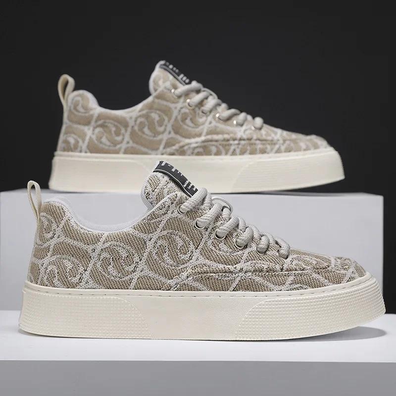 Fashion 2025 Men's Canvas Shoes Spring Breathable Wear Designer Vulcanize Shoes Male Fashion  Non-slip Men Soft Elastic Chunky Sneakers