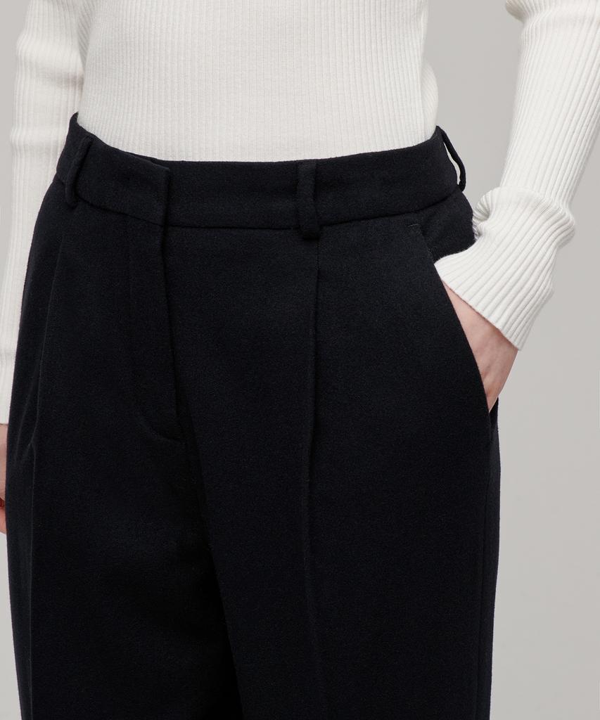 MUSINSA STANDARD WOMAN Women'S Wool Flannel Loose Tapered Slacks [Black]