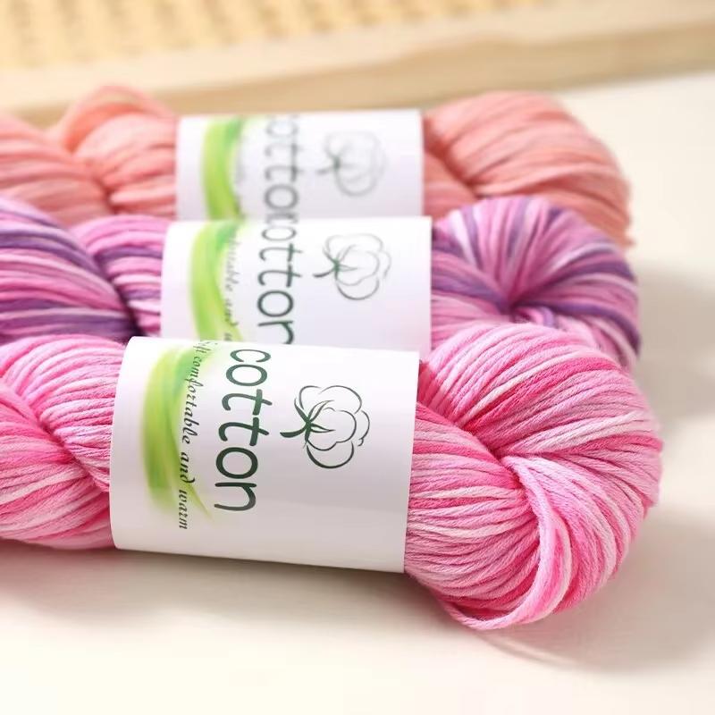 50g/Roll 100% Cotton Hand-Dyed Gradient Yarn for DIY Hand Knitting Sweaters Scarf Soft Warm Multicolor Crocheting Yarn Thread
