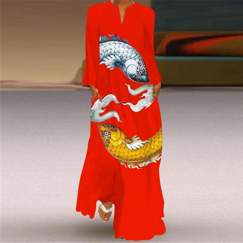 Long Sleeves Dress Women's 2025 Spring/Summer New Arrival Women's Clothing 3D Peacock Fashion Print Long Dress Travel Photography Clothes