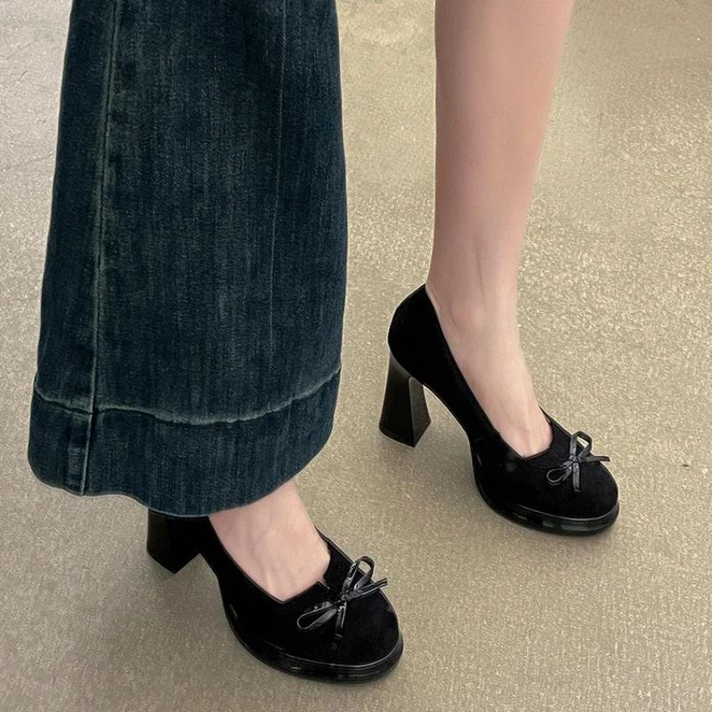 Designer Vintage Women Pumps Shoes Fashion Butterfly-knot Shoes Platform High Heels Party Club Shoes