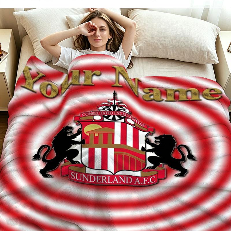 1PC Sunderland A.F Custom Name Patterned Flannel Blanket Suitable For All Seasons for Home Decor Warmth and Comfort Gifts Holiday Present