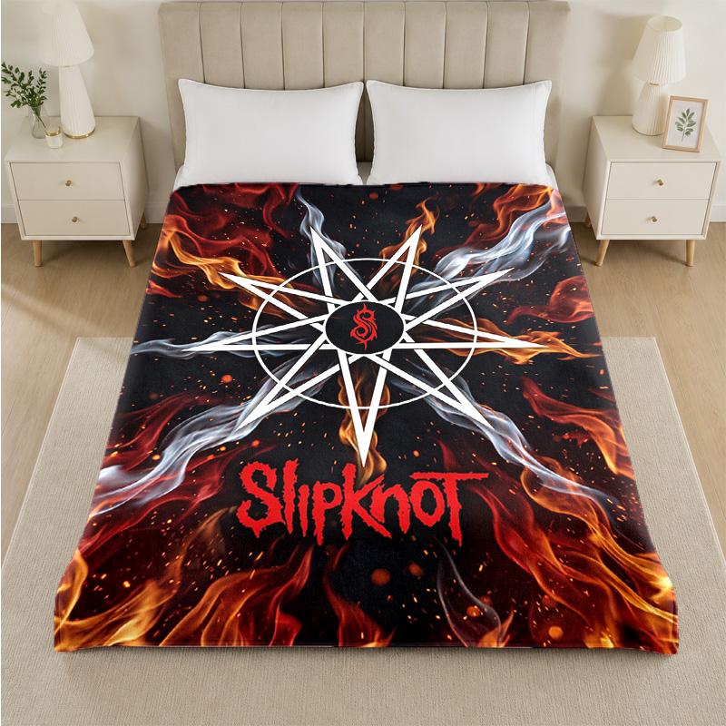 Slipknot Print Flannel Blanket Cozy Lightweight Plush Throw Blanket For Bed Sofa Household Use