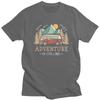 Male Happy Camping Mountains Adventure Is Calling T Shirts Short Sleeves Cotton Tshirts Anniversary Birthday Gift Casual Tees