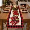 Santa Snowman Christmas Tablecloth Tabletop Decoration Poinsettia Table Runner  Kitchen