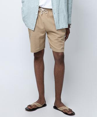 Seuteulaikeu Washed Linen Relaxed Shorts (Dark Beige)