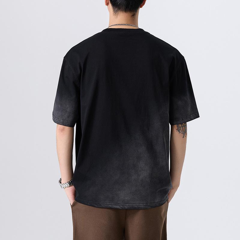Heavy Washed Kurzarm-T-Shirt Herren Sommer Aktualisiert Große Größe Farbverlauf T-Shirt T-Shirt