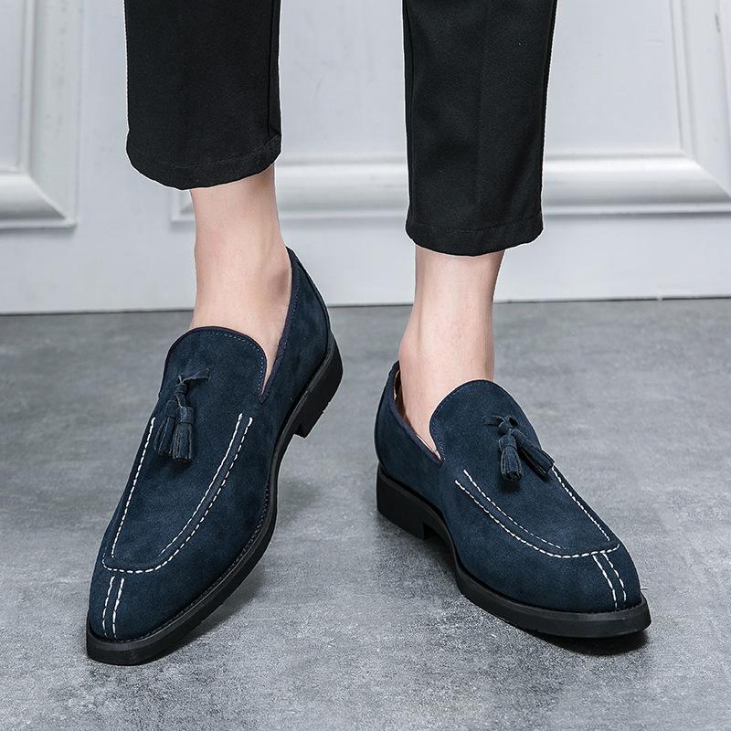 Men's Shoes Large Size New Loafers Fashion British Suede Business Dress Leather Shoes Wedding Men's Shoes