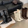 Thick-cuffed Ankle Boots, Pointed Toe Wide Boot, New Style Shoes, High Heel Long Boots