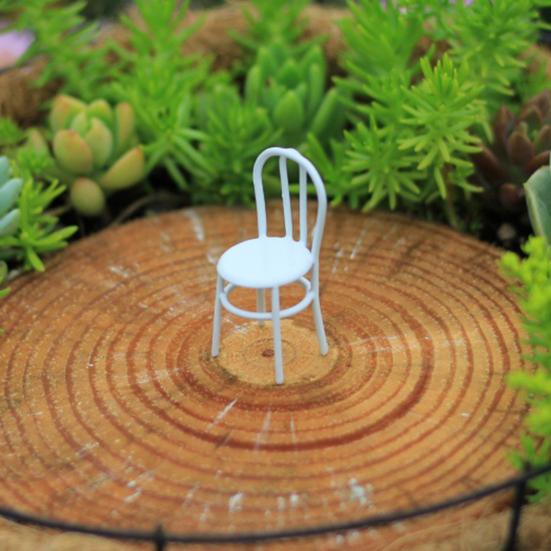 Miniature Chair, Tiny Metal Round Chair, Realistic Furniture Miniature, Mini Collectible Chair for Doll Mansion Miniature Rooms