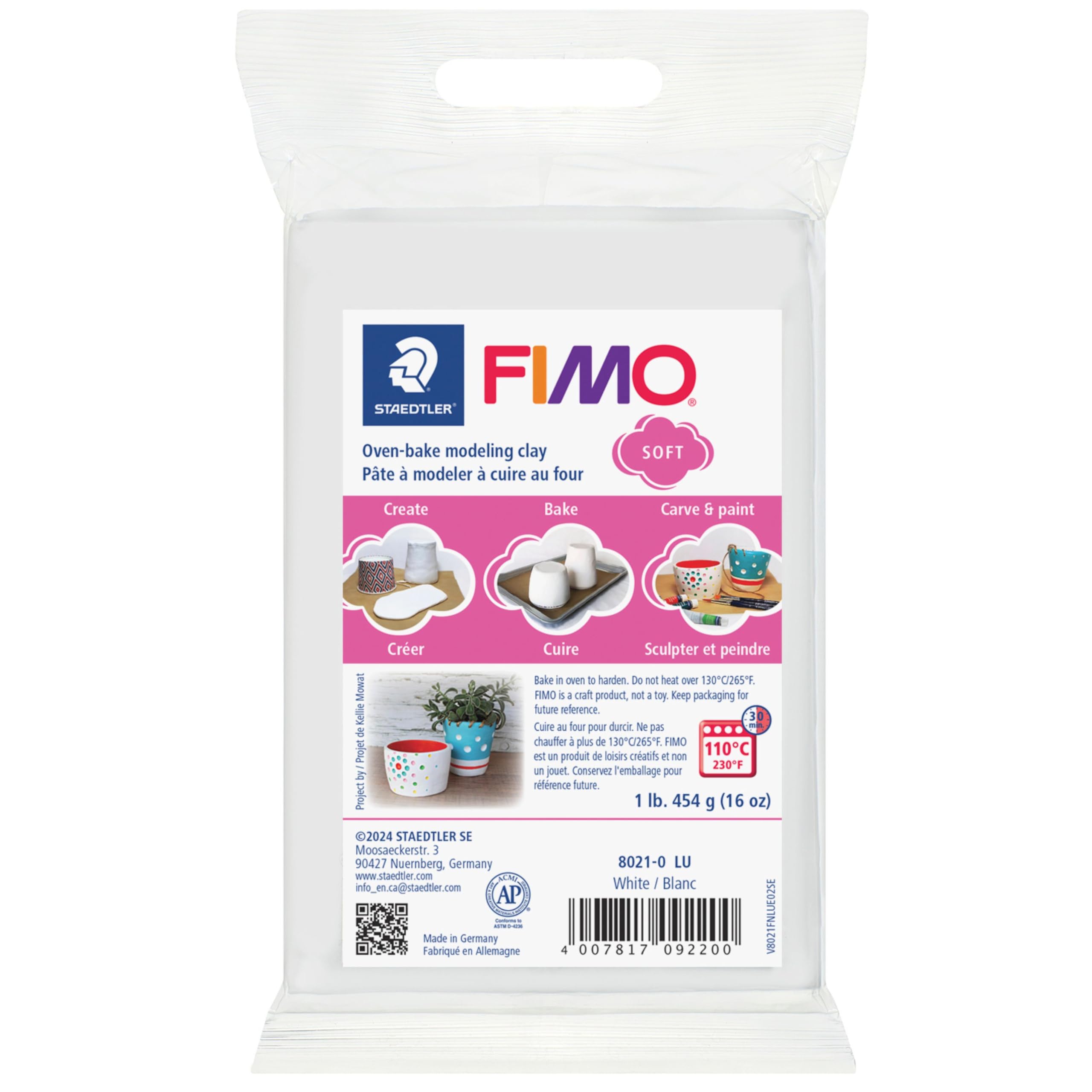

STAEDTLER FIMO Soft Большой блок Полимерная глина, Белый, 454 г, 8021-0