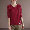 2025 Solid Color Long Sleeved T-shirt Women's Plus Size Women's Loose Base Shirt Top Trend