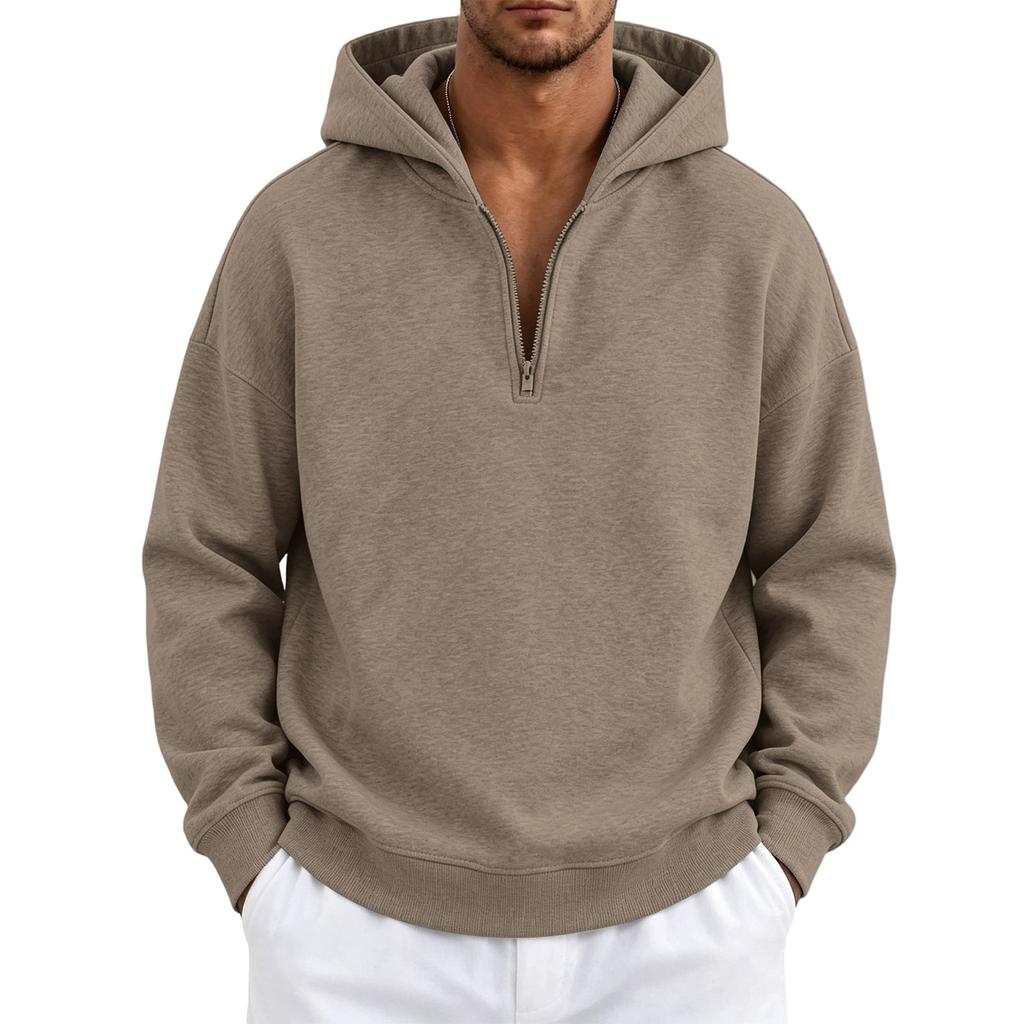 Felpa con cappuccio e zip da uomo, vestibilità larga, pullover con cappuccio, abbigliamento sportivo leggero per primavera, autunno, streetwear