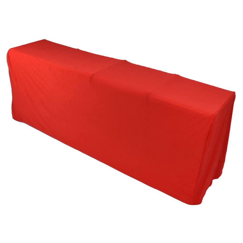 Stretch Spandex Table Cover Good Elasticity Washable Reusable Red Stretchable Tablecloth with 4 Pock