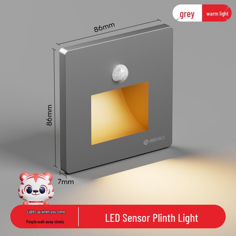 LED Night Light Socket with Motion Sensor, Recessed 86-Type for Floor, Staircase, Corridor, or Bedside.