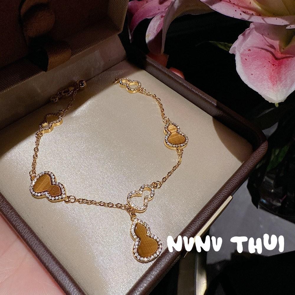 Gilt Fulu Powder Fritillary Gourd Fulu Gemstone Bracelet Haute Couture Jewelry Natural White Crystal Flower Ball Flower God Bracelet