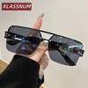 KLASSNUM Eyewear Sunglasses Women Men Summer Beach Large Metal Square Frame Sun Glasses Fashion Party Eyeglasses Driving Goggles