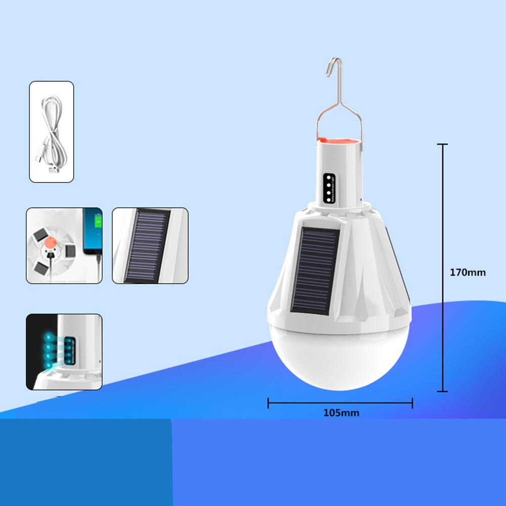 Solar LED Portable Lantern Multifunctional with Hook Decorative Hanging Lights Waterproof USB Rechargeable for Outdoor Equipment