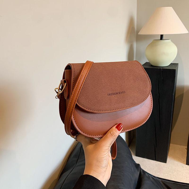 Vintage Chic Saddle Bag For Women Stylish Casual Crossbody Purse In Black Brown And Gray