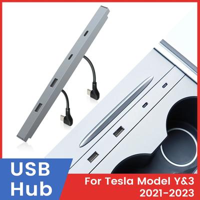 27W Quick Charger for Tesla Model 3 Y 2025 2025 2025 USB Shunt Hub Intelligent Docking Station Car Adapter Type C Fast Charging