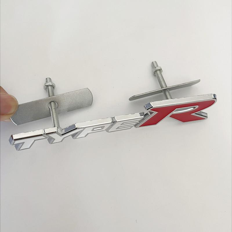 3D Metal Type R Logo Badge Car Front Grill Emblem For Honda Accord Civic FK2 FN2 EP3 Type S Type R Sticker Accessories