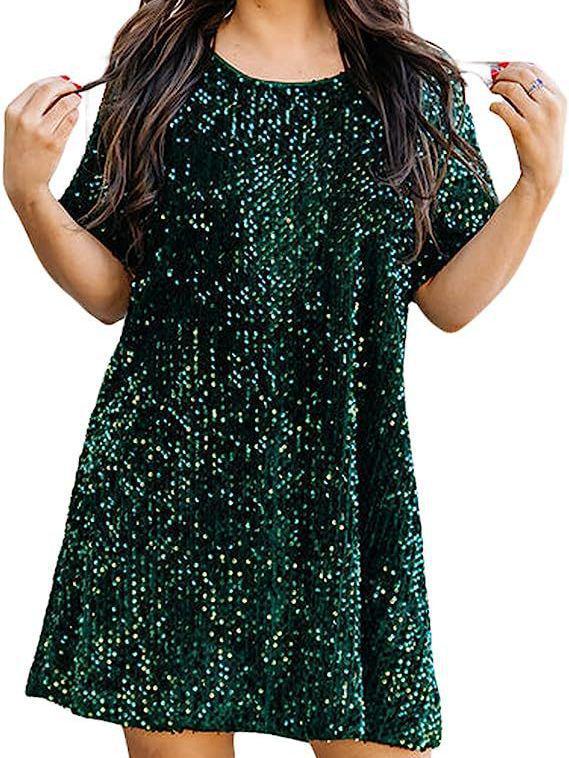 Spring/Summer 2023 Sequin Half-Sleeve Ruffle Dress