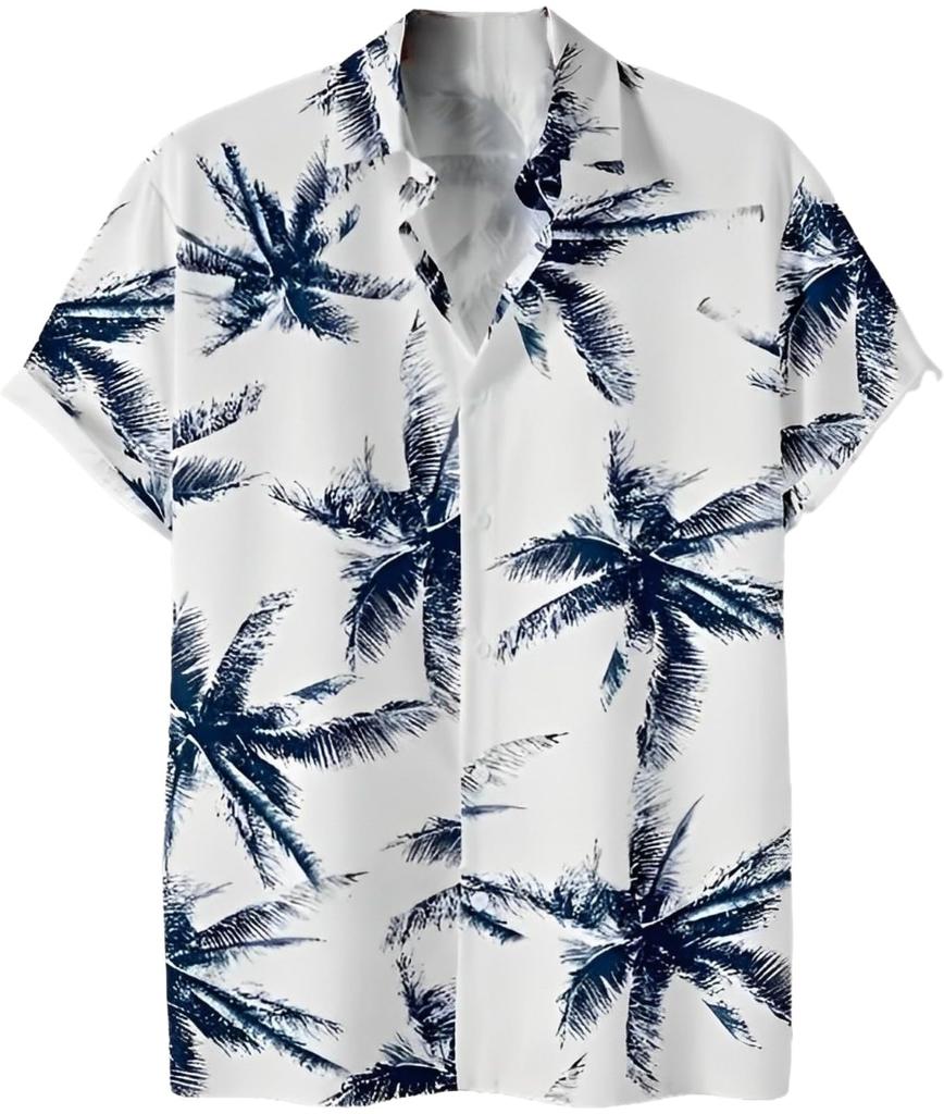 Emptio Regular Short Business Dress Office Cool Feeling Aloha-Style Shirt, Beach, Collared, Refreshing, Outdoor, All-Over Print, Collar, Sleeve,
