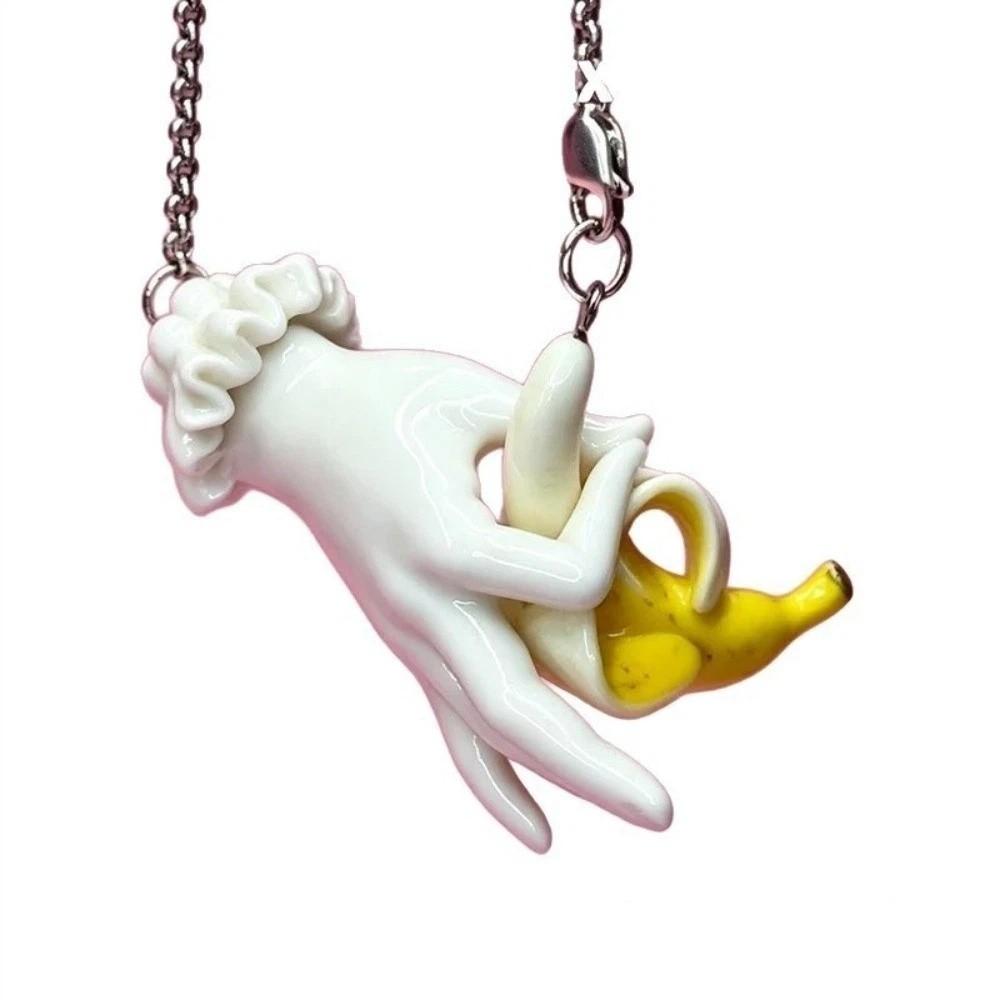 3D Shape Fruit Pendant Necklace Quirky Design Banana Shaped Necklace Banana Pendant  Party Wear