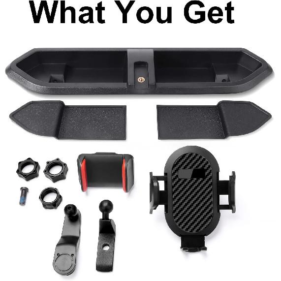 Upgraded Phone Mount For 2018      Jeep Wrangler JL JLU & Gladiator JT, Multi-Mount Phone Holder Dash Tray System Kit With Extension Arm Metal Rod