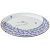Hasami Ware Round Porcelain Tray, Crane Design, Approximately 27cm In Diameter, Kotohogi Blue, Microwave and Dishwasher Safe, Item Number 25290