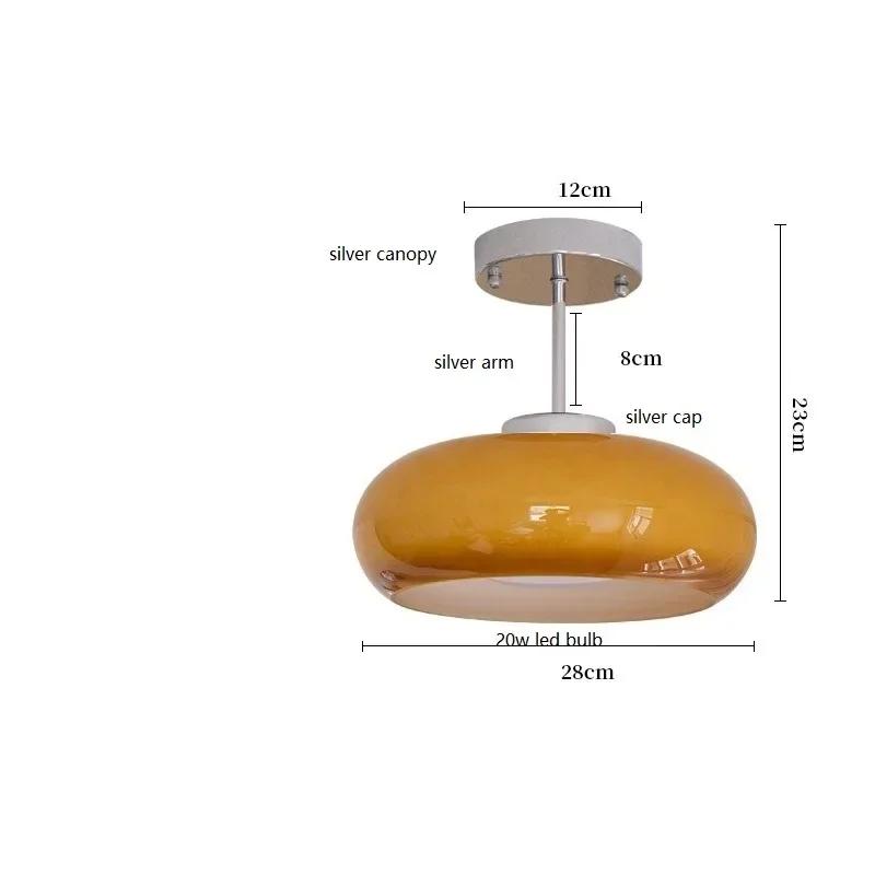 Modern Yellow Glass LED Pendant Lights Fixtures 40W Copper Bedroom Living Room Beside Nordic Hanging Lamparas Chandelier Lamp