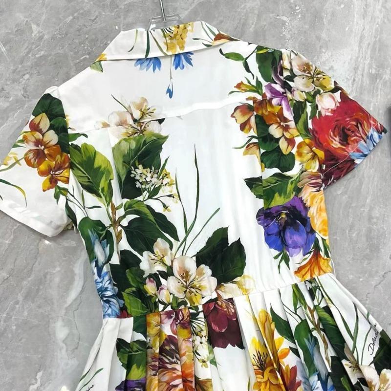 Summer Vintage Print Floral Women Short Sleeve Blazer Collar Long Maxi Party Dresses