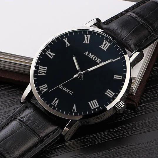 

Men Watches Business Wrist Watch Luxury Leather Strap Analog Watches Quartz Wristwatches Clock Men Women Casual Simple Watch чёрный