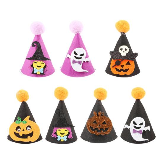 Halloween Pet Accessories Pointed Hat, Cute Ghost Witch Pumpkin Cat Pom-pom Hat for Cats And Small Dogs Holiday Party Accessory Lightweight