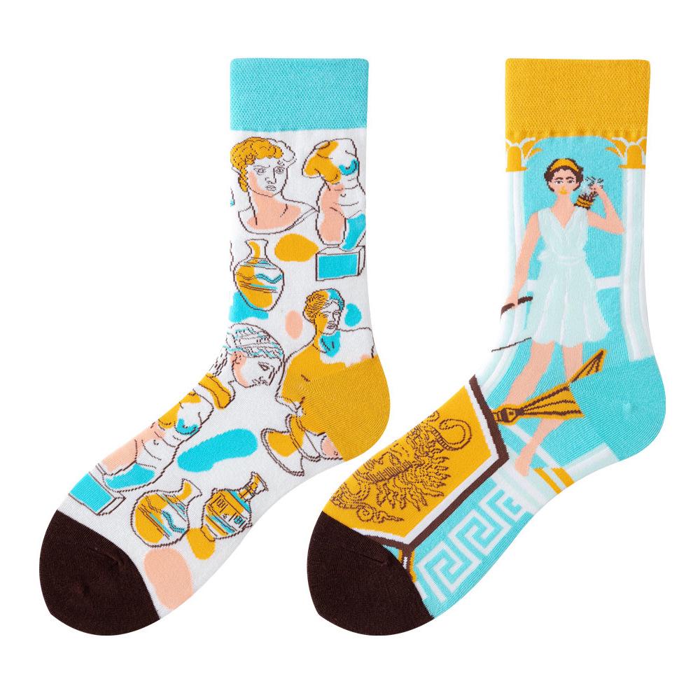 Asymmetric Colorful Christmas Cotton Socks for Couples