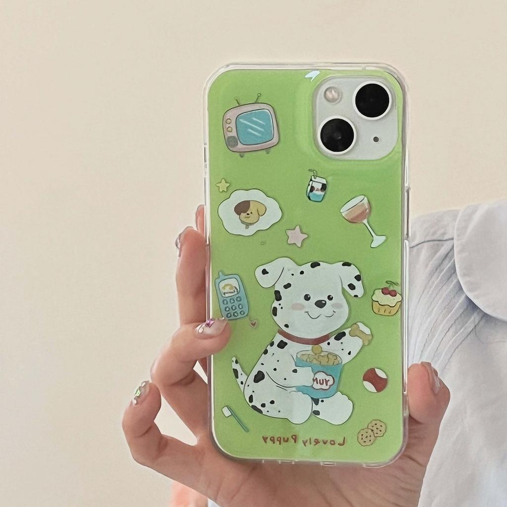 Ins Dog Cartoon Cake Biscuit Milk Puppy Imd Phone Case For Iphone 13 12 Promax 14 11 Pro Max Shockproof Cute Back Shell Conque