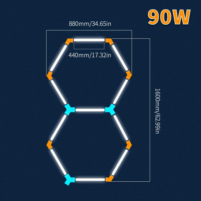 440mm Garage Light Hexagon Lights Lamp 85-265V Led Tube Honeycomb Ceiling Lighting For Auto Car Body Repair Led Worksho