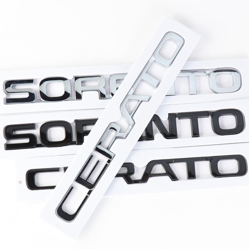 3D ABS SORENTO CERATO Letter Badge Car Tail Emblem Trunk Decoration Sticker for Kia Sportage Rio Soul Optima Ceed Forte Picanto