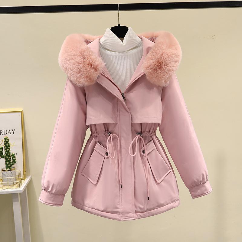 

Autumn And Winter Mid Length Cotton Women s Thickened Loose Warm Cotton Coat Large Women s Cotton Coat XXXL рожевий