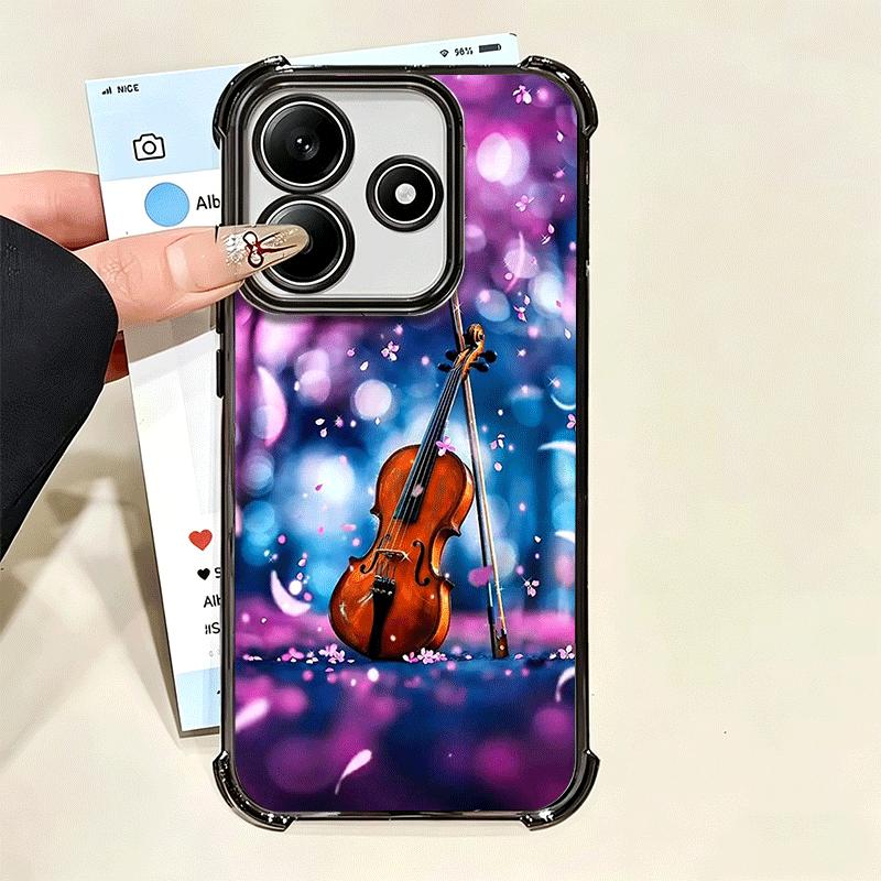 Violin Music Plating Phone Case For Xiaomi Poco X5 X6 X7 X8 Pro Max F8 Ultra F7 M8 M7 M5S Redmi 15C 15 14C 13C 13 X3 12C F6