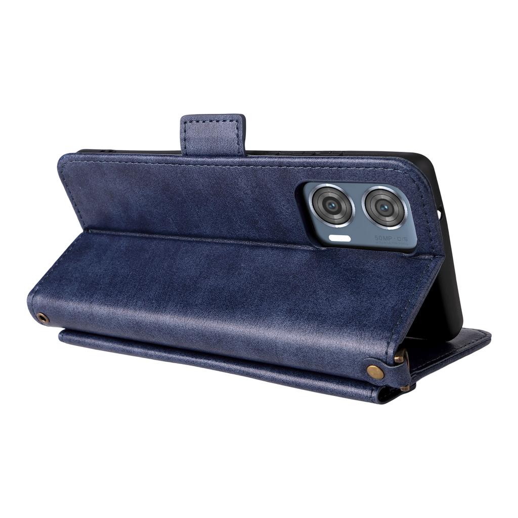 For Motorola Edge 50 Fusion 5G Leather Case Magnetic Closure Wallet Stand Phone Cover with Crossbody Strap