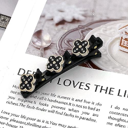 Double Layer Braided Hair Clip Vintage Rhinestone Faux Pearl BlackHairpin Barrette Elegant Hair Accessories Styling Tool Braider