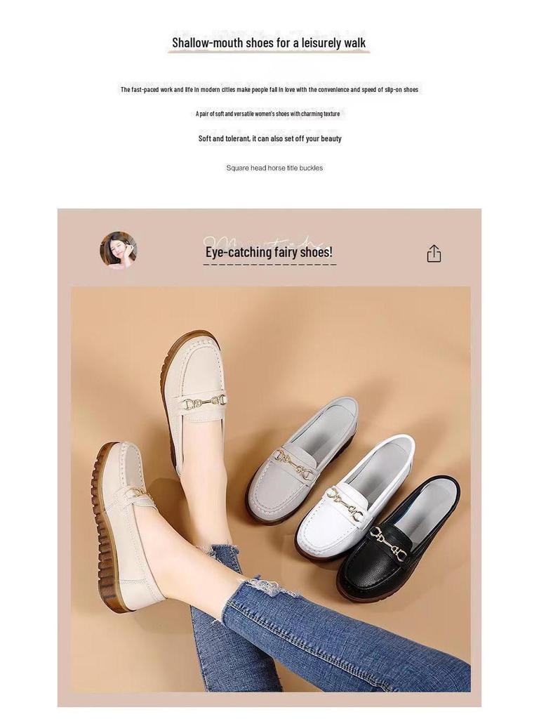 Zapatos de Cuña Suave de Cuero Genuino para Mujer Primavera y Otoño para Madres de Mediana Edad y Mayores