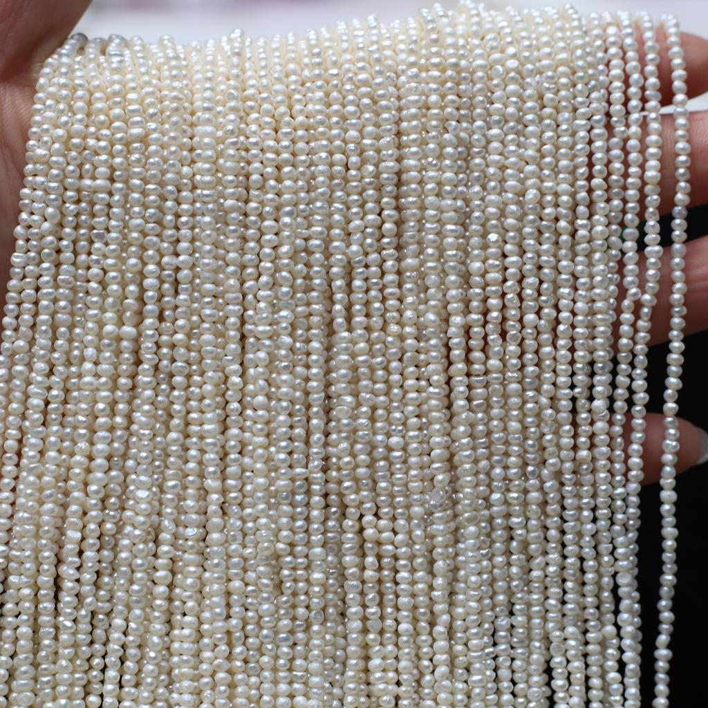 1String, White Natural Freshwater Pearls, Boho Handmade Punch Pearl Beads for Jewelry Making DIY Necklaces Crafts (Beads 1.8-2mm, Length 36cm)